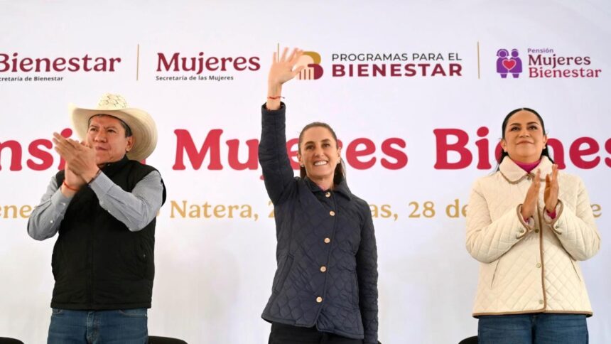 Sheinbaum entrega pensiones Mujeres Bienestar en Zacatecas