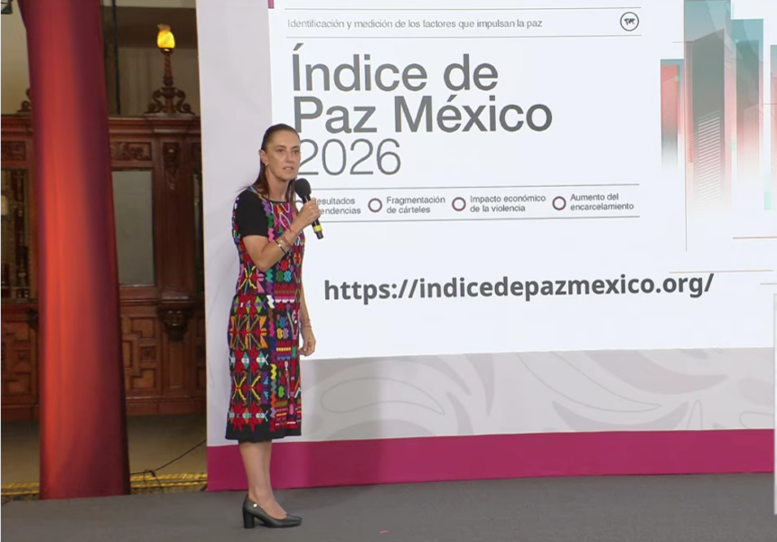 México mejora 5.1% en Índice de Paz 2025, destaca Sheinbaum